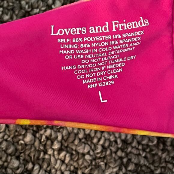 Lovers and Friends Kolbie Underwire Tie Dye Bikini Top Sunset Pink Yellow Large - Picture 4 of 6